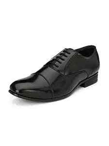 HiREL'S Men's Oxford Cap Toe Shoe (Black, 10)