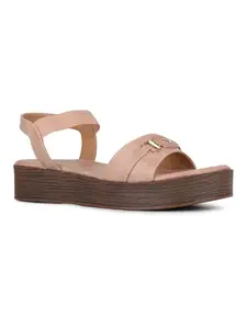 Inc.5 Womens Peach Party Wear Solid Round Toe Sandals