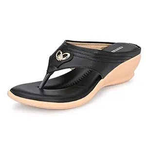 Centrino Women's 6209 Black Thong Comfortable Ortho Care Ladies | Fashion Wear Sandal & Chappal | Soft Cushioned for More Comfort-6 Kids UK (6209-07)