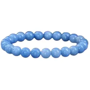 RRJEWELZ Natural Blue Aventurine 8mm Round Shape Smooth Cut Beads 7.5 Inch Stretchable Bracelet For Men & Women. Unisex Bracelet For Healing, Meditation, Prosperity, Gift & Luck|STBR_RR_10347_7.5