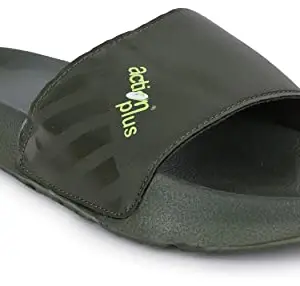 Action Men Olive Stylish & Lightweight Casual Slippers | Walking Flip Flop | Outdoor Slippers | Fashion Slipper | Outdoor Flip Flop | Evening Walk APTM0003OLOL07 | Size-7