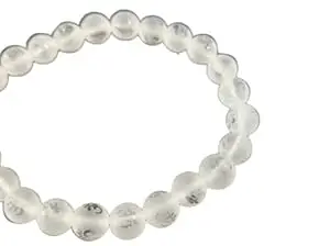 QUEEN-GEMS AAA Clear Quartz Bracelet Lab Certified Natural Gemstone Bracelet Handmade Sphatik Crystal Spadikam Bracelet स्फटिक ब्रेसलेट For Pooja Purpose