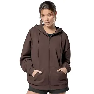 FUNKY MONKEY - Women's Cute Hoodies Teen Girl Winter Jacket Sweatshirts Casual Drawstring Clothes Zip Up Hoodie with Pocket (XL, Brown)