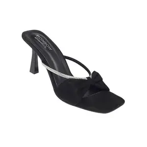 MONROW Margaret Suede Leather Kitten Heels for Women, Black, UK-3 | Fancy & Stylish Heel sandals, Casual, Comfortable Fashion Heel Sandal