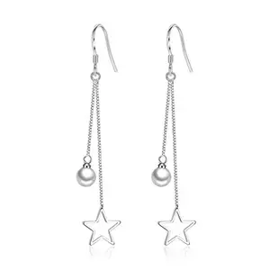dc jewels Swarovski Designer Jewellery Silver Plated White Gold and Cubic Zirconia Dangle Earring for Women, Silver