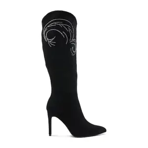London Rag Rhinestone Patterned Calf Boots
