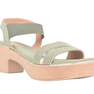 P.B.H. Block Heel Sandal For Women | Embellished Fancy Heels For Pary, Wedding | Women's Green Fashion Sandal - 10 UK