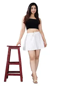 HI-FASHION Embroidered Cotton Skirt for Women S White