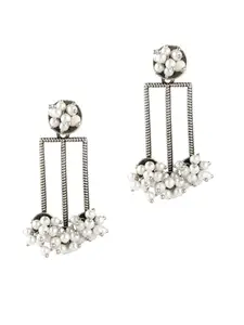 Adwitiya Collection Silver Plated Pearl Drop Earrings|Trendy Stylish Earrings for Womens & Girls