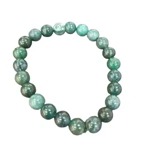Natural Moss Agate Gemstone Bracelet Round Loose Beads 8mm| Handmade Semi-Precious Gemstone Stretch Bracelet for Men & Women (Pack of 1)