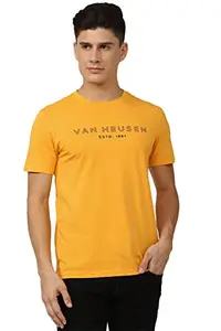 Van Heusen Men's Regular Fit T-Shirt (VSKCURGFH73350_Yellow