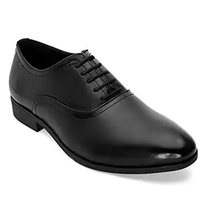 San Frissco Leather Men's Formal Shoes with Round Toe TPR Sole/Comfortable Cushioned Footbed with Wrinkle Free Upper Shoes for Office, Party and Wedding/Comfortable Oxford Shoe - 10 (Black)