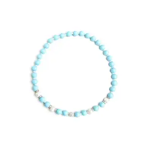 Gempro Genuine Turquoise Pearl Gemstone Beaded Pendant Necklace for Women Elegant Sky Blue Stone Jewelry Handcrafted Brass Wire Design Stylish & Versatile Gift for Birthdays & Special Occasions