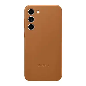 SAMSUNG Galaxy S23+ Leather Phone Case, Premium Protective Cover w/Front and Back Protection, Soft Grip, US Version, EF-VS916LAEGUS, Camel