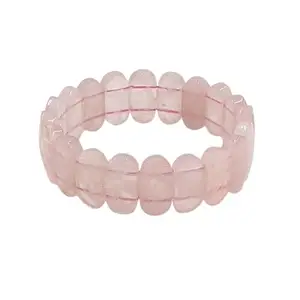Sahiba Gems Natural Pink Rose Quartz Stone Bracelet Diamond Cut Beads Stretchable Bracelet For Every One