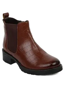 Elle Women's Zip Boots Colour-Tan, Size-UK 4