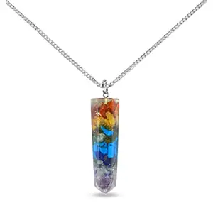 Reiki Crystal Products 7 Chakra Orgonite Pendant Orgone, Crystal Stone Pendant Locket Pendant with Chain for Reiki Healing and Crystal Healing Stone (Color : Multi)