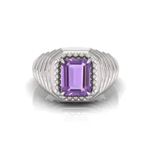 3.25 TO 16.25 RATTI Katela Ring Original Certified Natural Amethyst Stone Ring Astrological Birthstone Adjustable Ring Size 16-24 for Men and Women,s