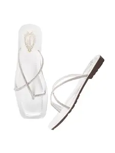 Shoetopia Embellished White Flats For Women & Girls /EU36