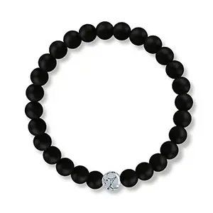 (Stretchable) Black Gray Color 8mm Moti Pearl Bead Natural Feng-Shui Healing Howlite Crystal Gem Marble Stone Wrist Band Elastic Bracelet For Men's & Women's