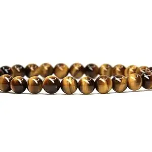 Tiger Eye Stone Beaded Bracelet, 8mm Natural Brown Gemstone Beads, Stretch Design