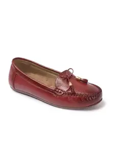 DOLLPHIN Women Leather Slip On Loafers Mocassion RP-2702 Cherry