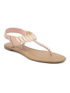 INC.5 Women Rose gold Embellished Open Toe Flats