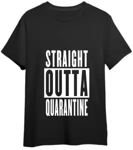 Generic Straight Outta Quarantine Classic Black Dot-Nit Tee: The Perfect Addition to Your Wardrobe (Medium)