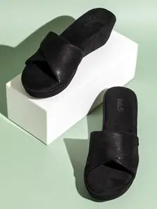 Inc.5 Women Black Embellished Wedge Heels