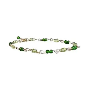 LKBEADS peridot & chrome diopside bracelet with Silver clasp - 3mm Round beads- Faceted Cut -7 Inch Adjustable Bracelet– Healing, Fashion, Gift, Spiritual, Yoga|LK_STACK_08326