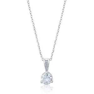 ZALKARI 1 Cttw Round Solitaire Pendant Necklace In 925 Sterling Silver with 18" Cable Chain | 6 Months Warranty*