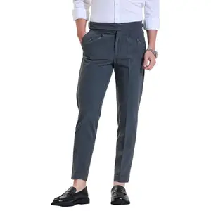 Snitch Charcoal Grey Regular Fit Poly Blend Ankle Length Luxe Korean Trousers