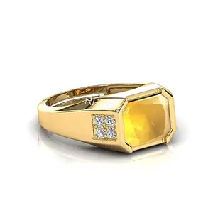 RRVGEM YELLOW SAPPHIRE RING 4.00 Ratti PUKHRAJ RING Gold Plated Adjustable Ring Gemstone for Men and Women (Lab - Tested)WITH CERTIFICATE