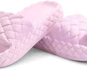 Slipper for Women and Girls Flip Flops Summer Anti Skid Soft Pvc Sole Slide Home Indoor Slippers for Bedroom chappal (Pink,6)