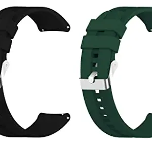 ACM Pack of 2 Watch Strap Silicone Belt compatible with Fastrack Limitless X2 Smartwatch Classic Band (Black/Green)