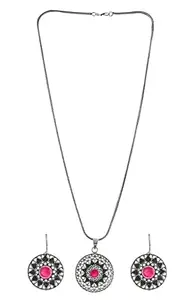 Handicraft Kottage Silver Oxidized Silver Pendant Set for Women(HK-Oxidised Jewellery Set7-2021)