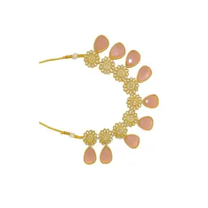NIVASA Zinc Necklace Set with Pink Stones | Traditional Jewellery for Women & Girls