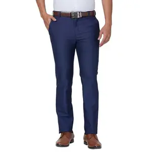 Raymond Men's Slim Fit Structure Pattern Polyester Blend Pleated Formal Trouser (Size: 32)-RMTS05356-B8 Dark Blue