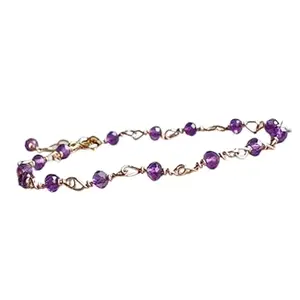 LKBEADS Amethyst Bracelet with Gold Plated Clasp – 3.5mm Round Beads – Faceted Cut – 7 inch adjustable – Healing, Fashion, Gift, Spiritual, Yoga|LK_STACK_00398
