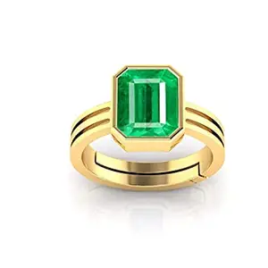 Anuj Sales 3.00 Carat Certified Natural Emerald Panna Panchdhatu Adjustable Rashi Ratan Gold Plating Ring for Astrological Purpose Men & Women