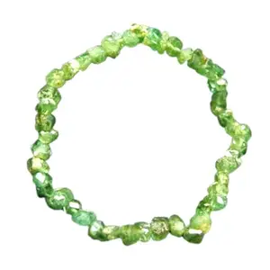 RRJEWELZ Natural Demantoid 6mm Tumble Shape Rough Cut Beads 7.5 Inch Stretchable Bracelet For Men & Women. Unisex Bracelet For Healing, Meditation, Prosperity, Gift & Luck|STBR_RR_11150_7.5