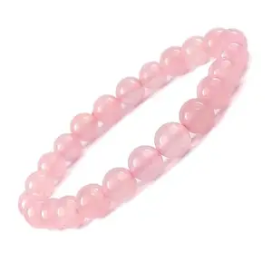 AD INTERNATIONAL ORIGINAL ROSE QUARTZ Bracelet | Unisex both for Men & Women | 18beads Stretchable Bracelet | Natural Crystal Healing Stone | Best for Gifting