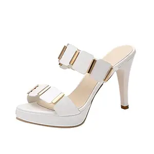 FROH FEET Trendy White Heels Casual Heels For Woman Latest Stylish Design for Women for All Occassions
