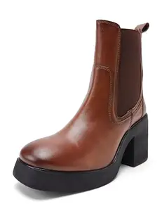 Elle Women's Fashionable Zip Boots Colour-Tan, Size-UK 7