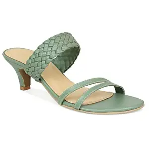 Inc.5 Shoes Women Kitten Heel Fashion Sandal 100945_Green