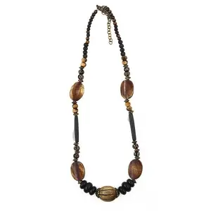 One-of-a-Kind 12-Inch Hand Carved Wooden Brown Necklace - Make a Statement