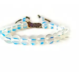 Aura Crystals 8 mm Natural Gemstone Adjustable Slider Cord Plane Beads Stylish Bracelets for Girls Women Boys Men Unisex