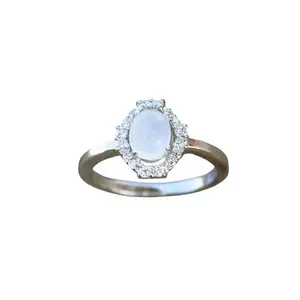 Natural White Moonstone Solitaire Ring With 925 Sterling Silver 3.30 Grams Ring