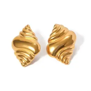 Gold Flower Earrings for Women Large Stud Statement Chunky Floral Boho Jewelry Gift WE-012