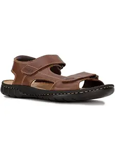 Scholl Men's Leather Outdoor Sandal | Brown | 8 UK
